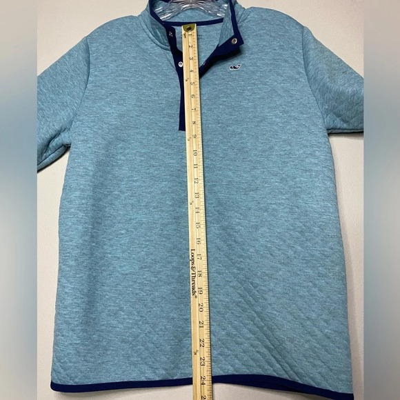 Vineyard Vines girls size XL quilted light blue navy trim pullover - Picture 8 of 8